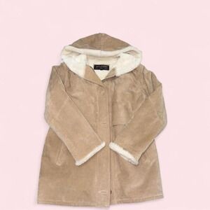 Wilsons Leather Coat Womens Large Suede Hooded‎ Faux Shearling Penny Lane Phoebe